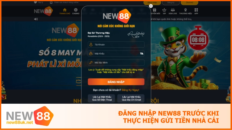 Nạp tiền new88 - Tạo vốn nhanh chóng chỉ trong vài click 3 Đăng nhập NEW88 trước khi thực hiện gửi tiền nhà cái