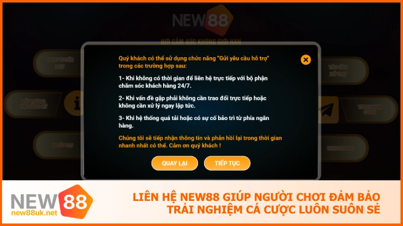 Liên hệ new88 hỗ trợ giải đáp thắc mắc cược thủ 24/7 1 Liên hệ NEW88 giúp người chơi đảm bảo trải nghiệm cá cược luôn suôn sẻ