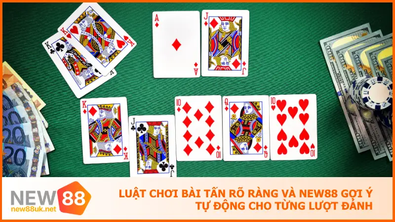 Tựa Game Bài Tấn Tại New88 Mở Màn Vận May Mỗi Ngày 3 Luật chơi bài tấn rõ ràng và new88 gợi ý tự động cho từng lượt đánh