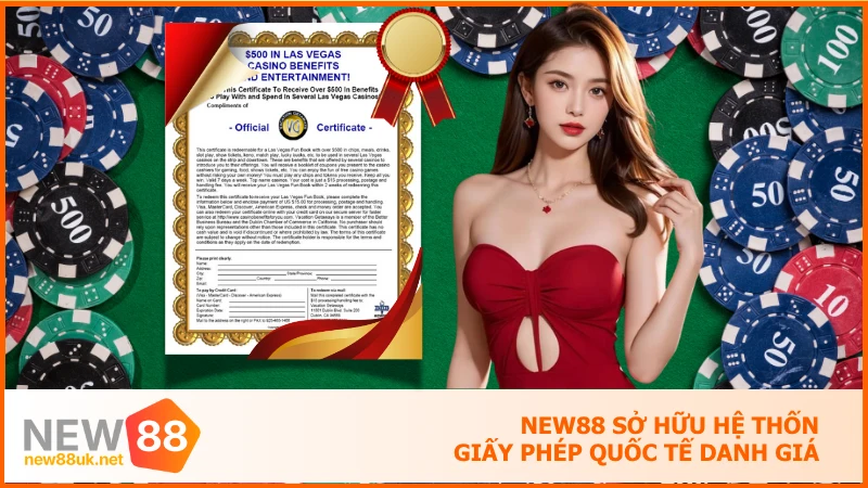 NEW88 sở hữu hệ thống giấy phép quốc tế danh giá