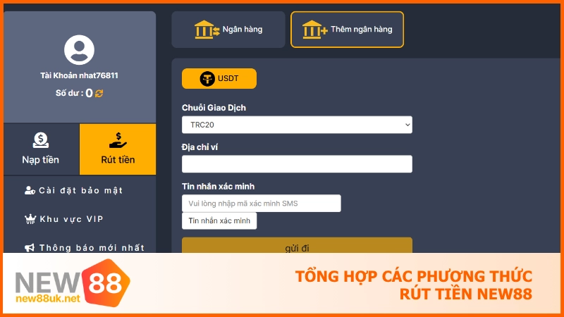 Tổng hợp các phương thức rút tiền NEW88 