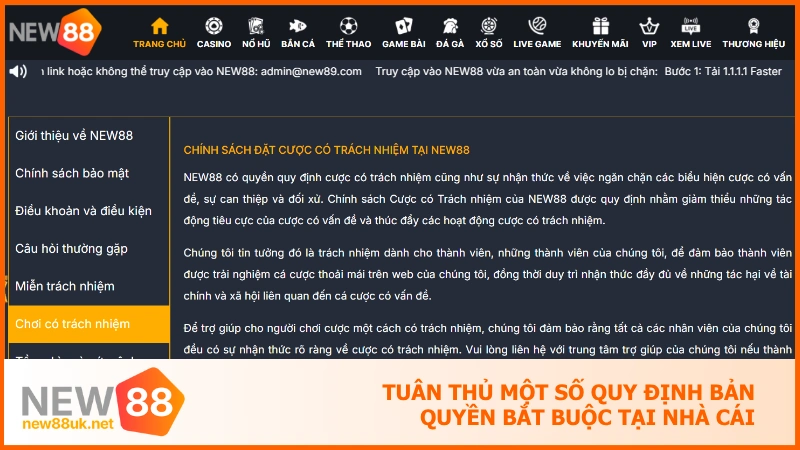 Quy định bản quyền new88 - Đảm bảo quyền lợi về nội dung 3 Tuân thủ một số quy định bản quyền bắt buộc tại nhà cái